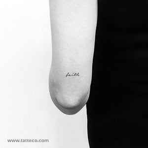 Faith – Black Outline Flying Bird Tattoo On Wrist