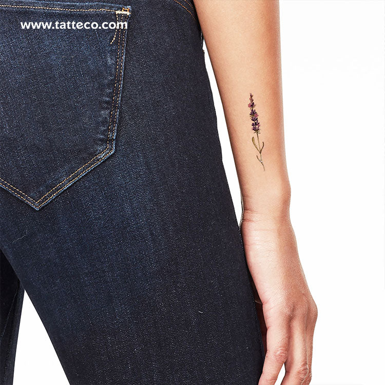 Tatuaje temporal de lavanda en acuarela de Lena Fedchenko (juego de 3)
