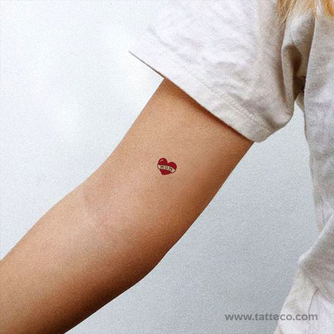 Small Heart with Mom Banner Temporary Tattoo - Set of 3