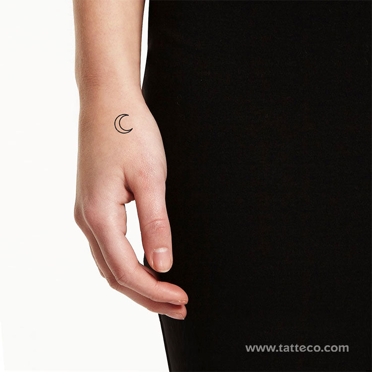 Tatuaje temporal de contorno de luna creciente (juego de 3)