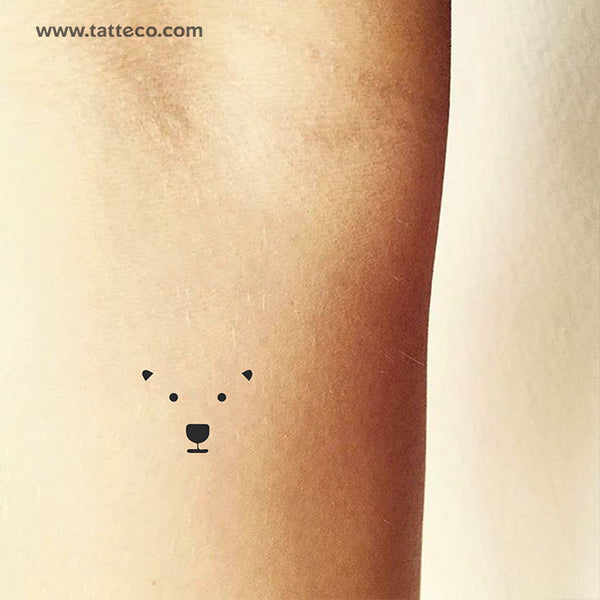 Polar Bear Face Temporary Tattoo - Set of 3