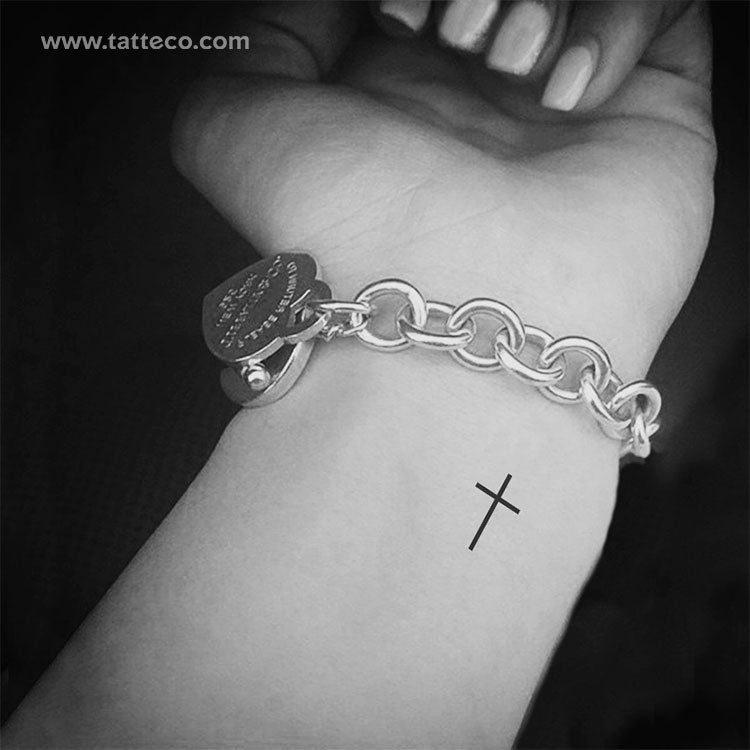 Tatuaje temporal de cruz minimalista - Juego de 3