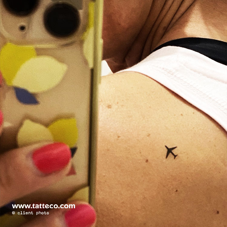 Minimalist Micro Airplane Temporary Tattoo - Set of 3