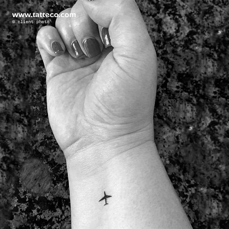 Minimalist Micro Airplane Temporary Tattoo - Set of 3