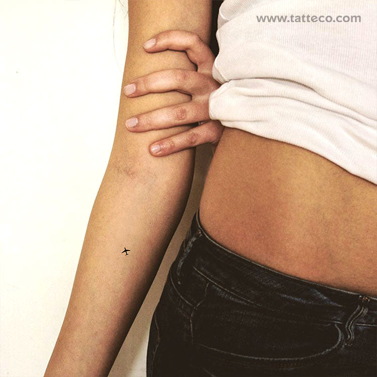Minimalist Micro Airplane Temporary Tattoo - Set of 3