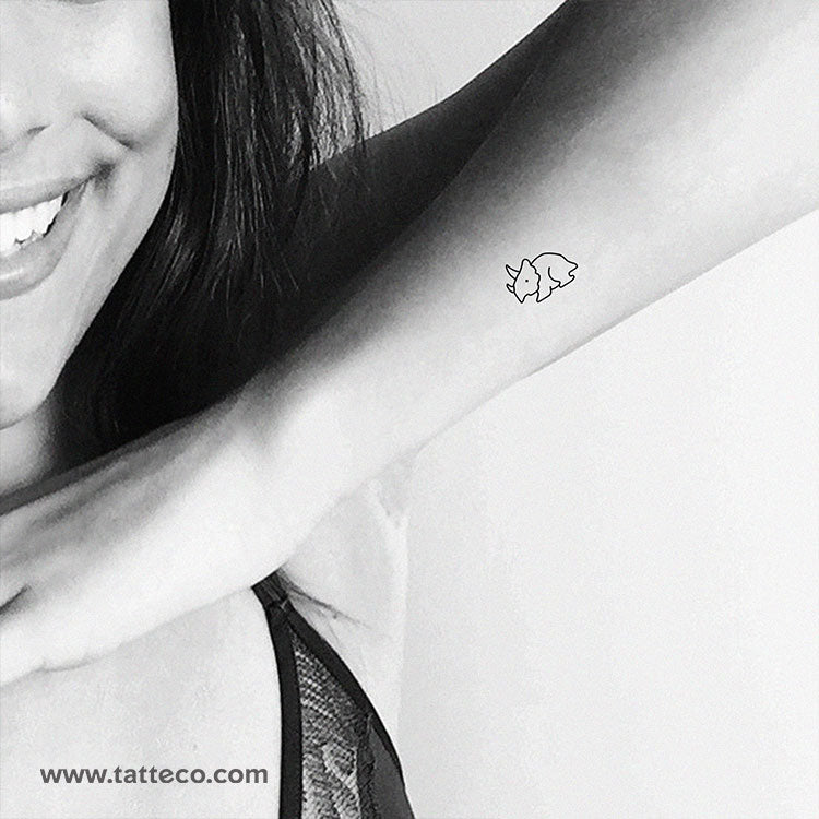 Minimalist Triceratops Temporary Tattoo - Set of 3