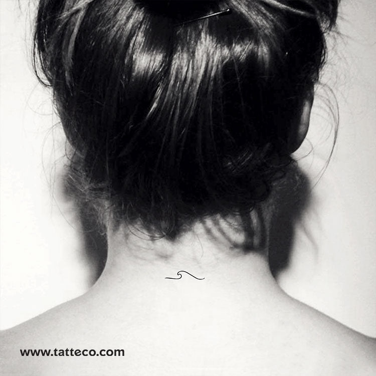 Tatuaje temporal minimalista de ola rompiendo a la izquierda (juego de 3)