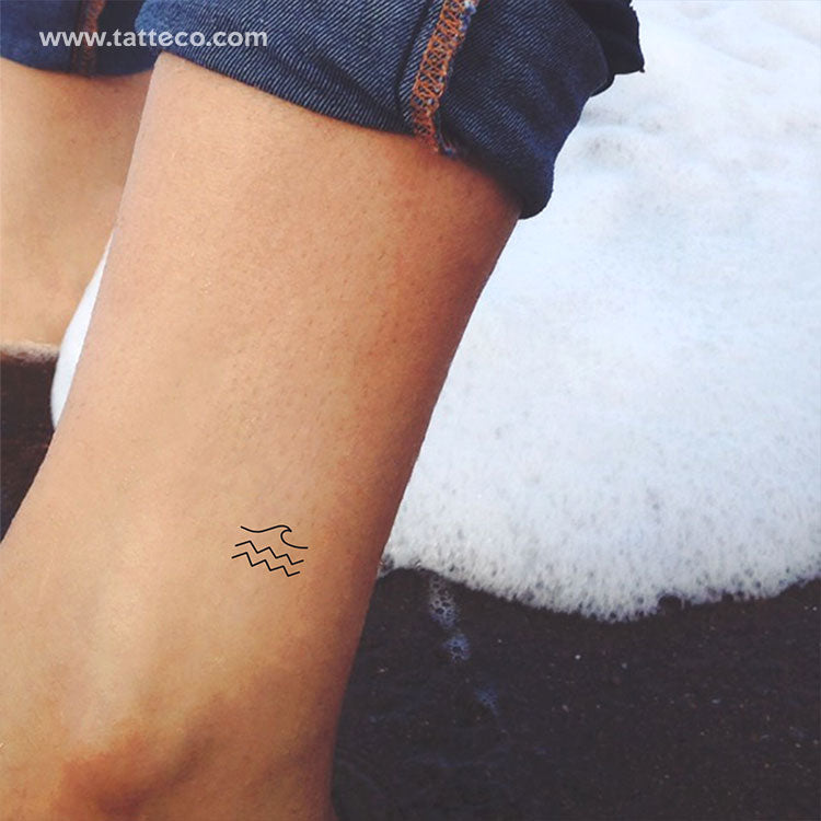 Tatuaje temporal minimalista de mar - Juego de 3