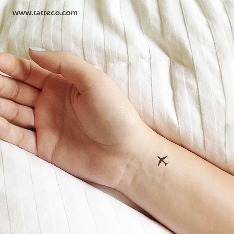 Tatuaje temporal minimalista de avión (juego de 3)