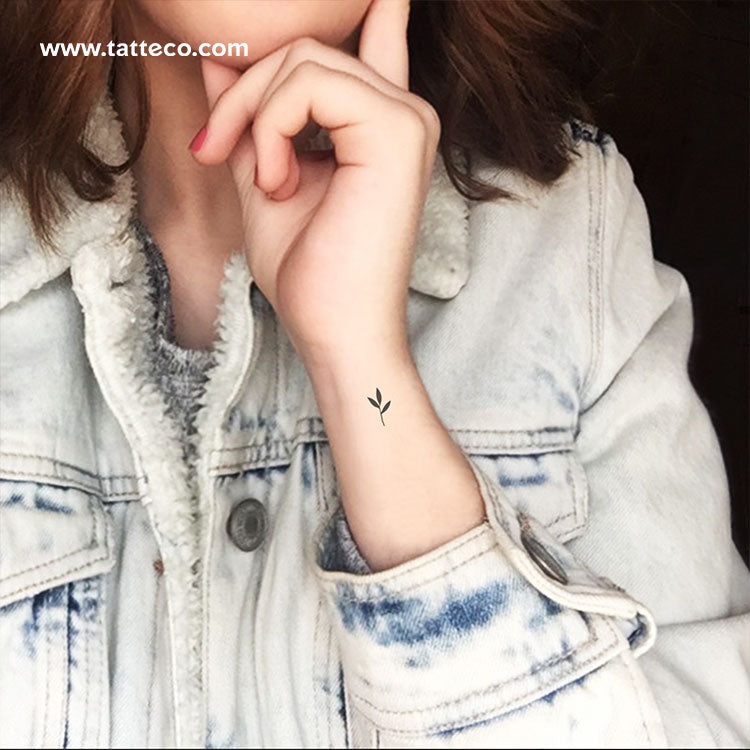 Tiny Black Sprout Temporary Tattoo - Set of 3