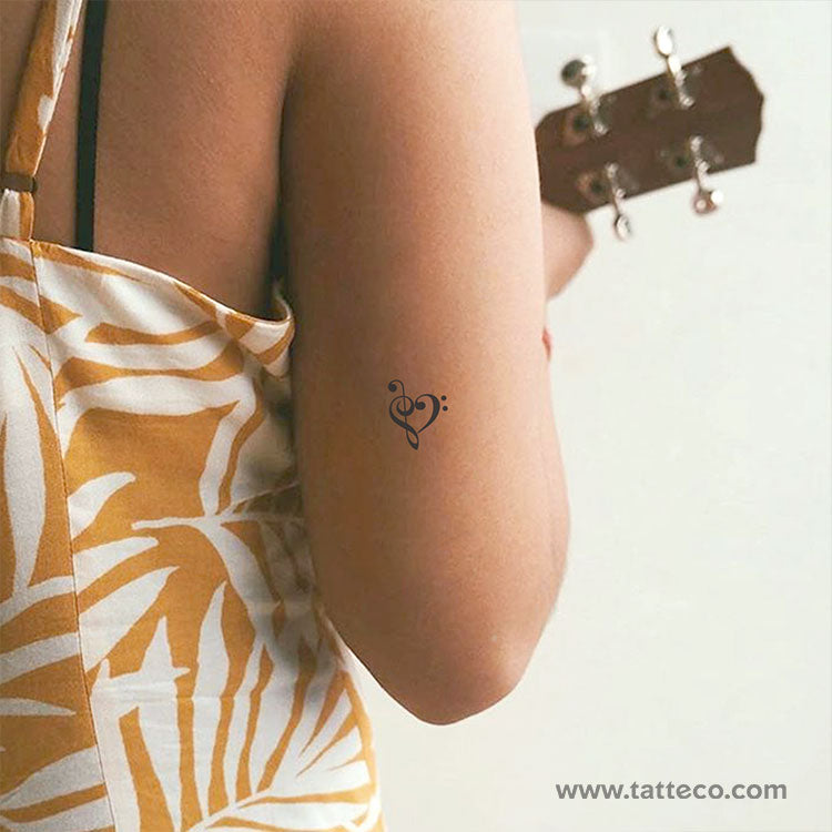 Tatuaje temporal de corazón musical pequeño (juego de 3)
