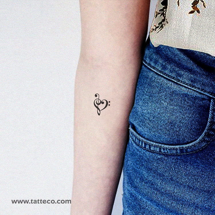 Music Heart Temporary Tattoo - Set of 3