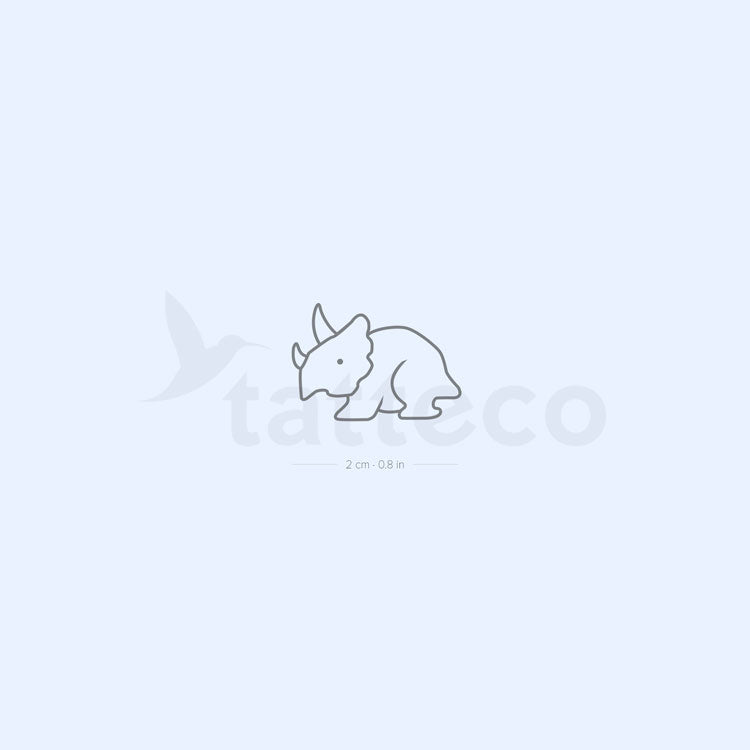 Minimalist Triceratops 2-Week Temporary Tattoo - Set of 2