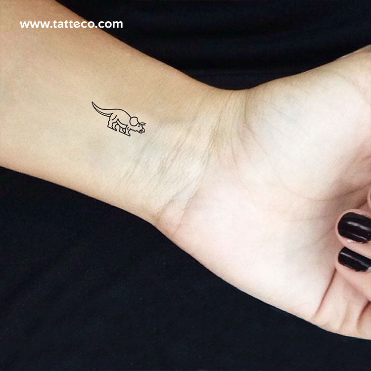 Tatuaje temporal de triceratops - Juego de 3