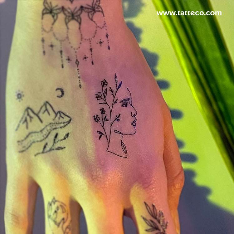 Tatuaje temporal de mujer floreciente de Tukoi - Juego de 3