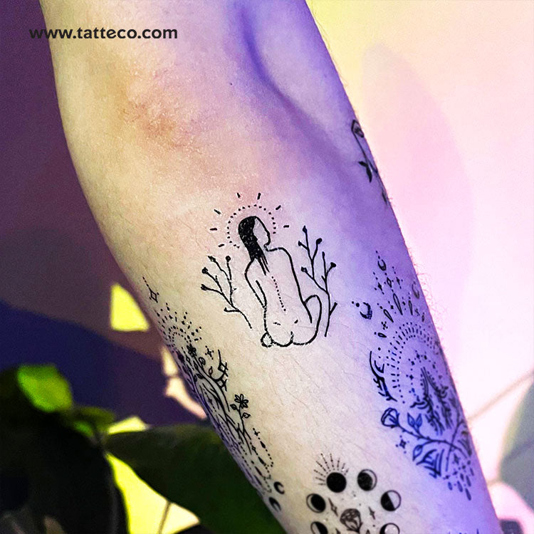 Tatuaje temporal "Mujer de espaldas" de Tukoi - Juego de 3