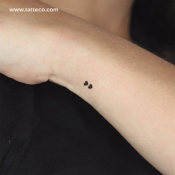Tiny Black Heart Couple Temporary Tattoo - Set of 3