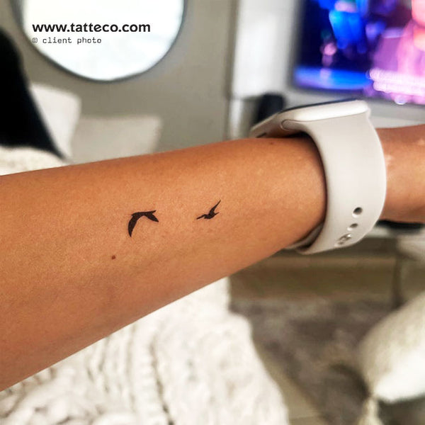 Two Flying Birds Temporary Tattoo - Set of 3