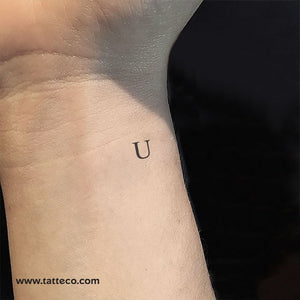 U Serif Capital Letter Temporary Tattoo - Set of 3