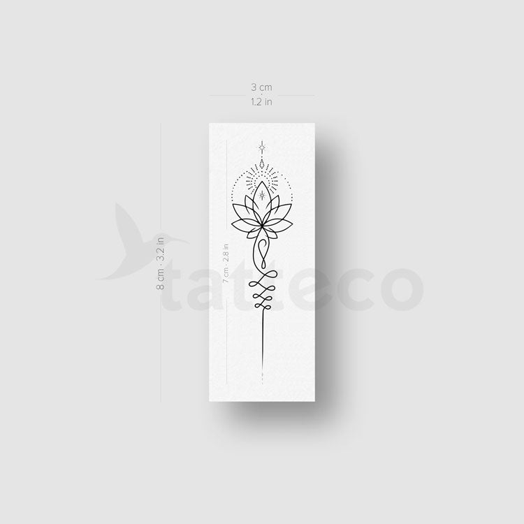 Tatuaje temporal de Lotus Unalome - Juego de 3