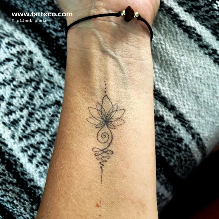 Tatuaje semipermanente Unalome Lotus - Juego de 2