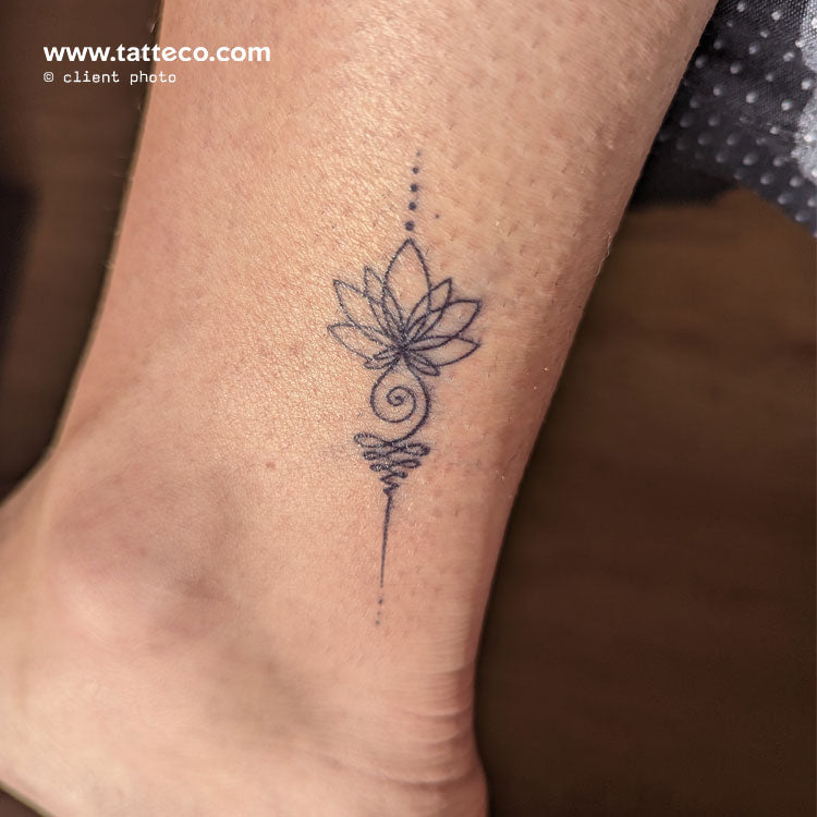 Tatuaje semipermanente Unalome Lotus - Juego de 2