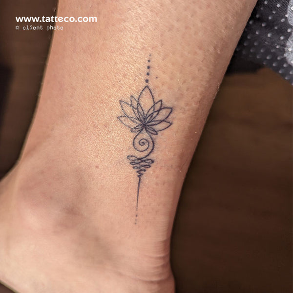 Unalome Lotus Semi-Permanent Tattoo - Set of 2