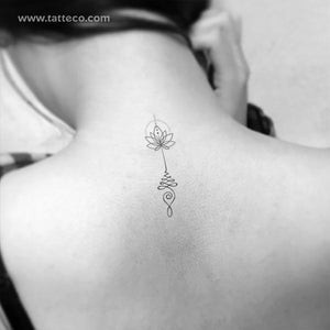 Unalome And Minimalist Lotus Temporary Tattoo - Set of 3