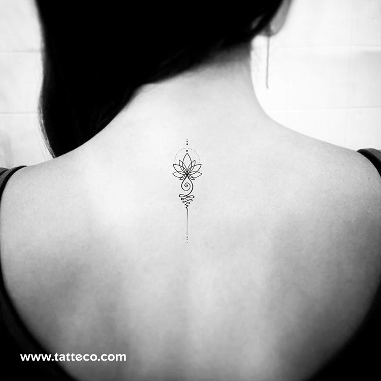 Tatuaje temporal de loto Unalome - Juego de 3