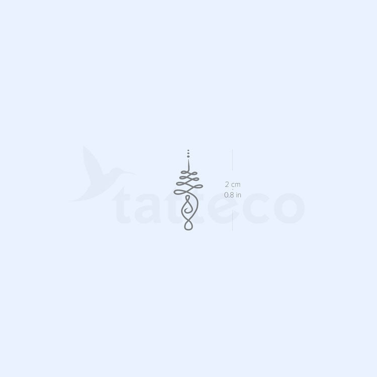 Tatuaje temporal Unalome pequeño de 2 semanas (juego de 2)
