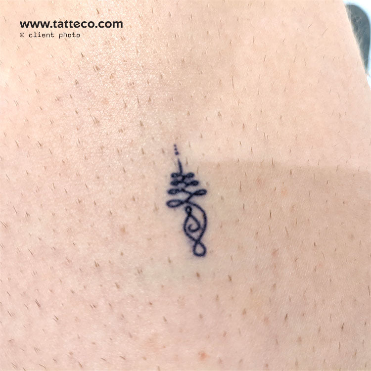Tatuaje temporal Unalome pequeño de 2 semanas (juego de 2)