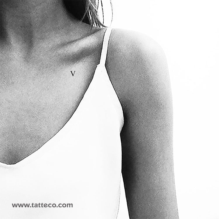 V Serif Capital Letter Temporary Tattoo - Set of 3