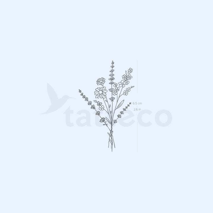 Tatuaje semipermanente de ramo de flores silvestres (juego de 2)