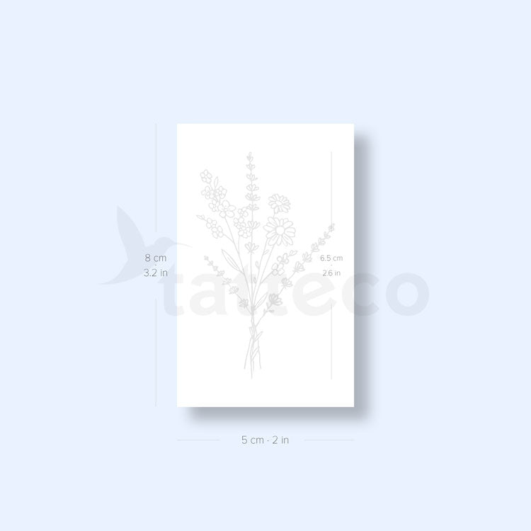 Tatuaje semipermanente de ramo de flores silvestres (juego de 2)