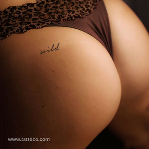 Handwritten 'Wild' Temporary Tattoo - Set of 3