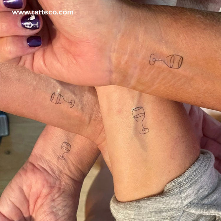 Wine Glass Temporary Tattoo - Set of 3
