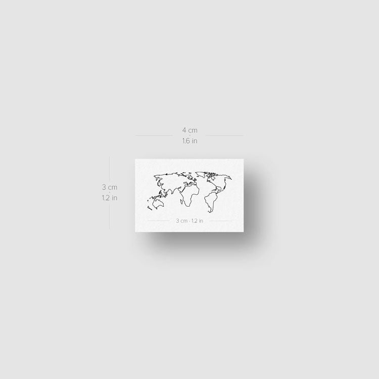 Small World Map Tattoo Temporary Tattoo - Set of 3