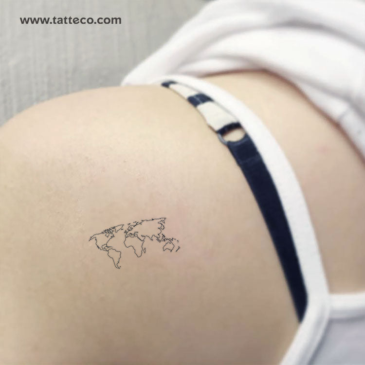 Small World Map Tattoo Temporary Tattoo - Set of 3