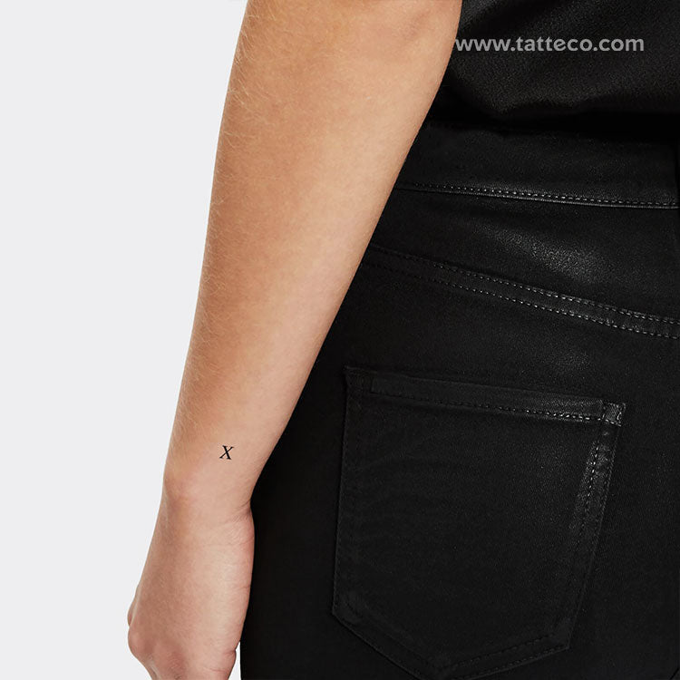 X Serif Capital Letter Temporary Tattoo - Set of 3