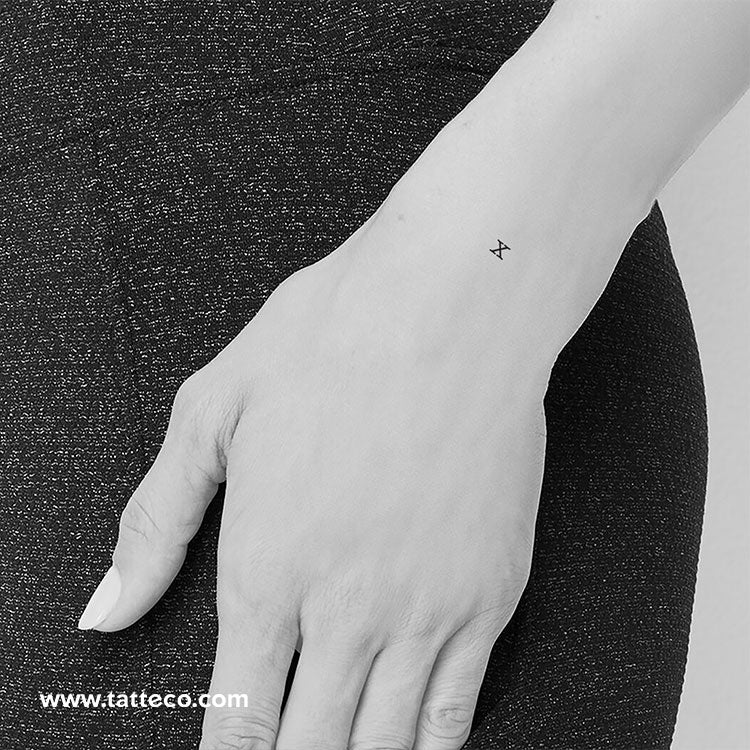 X Uppercase Typewriter Letter Temporary Tattoo (Set of 3)