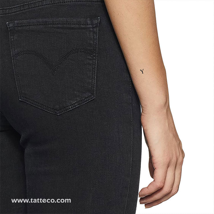 Y Serif Capital Letter Temporary Tattoo - Set of 3
