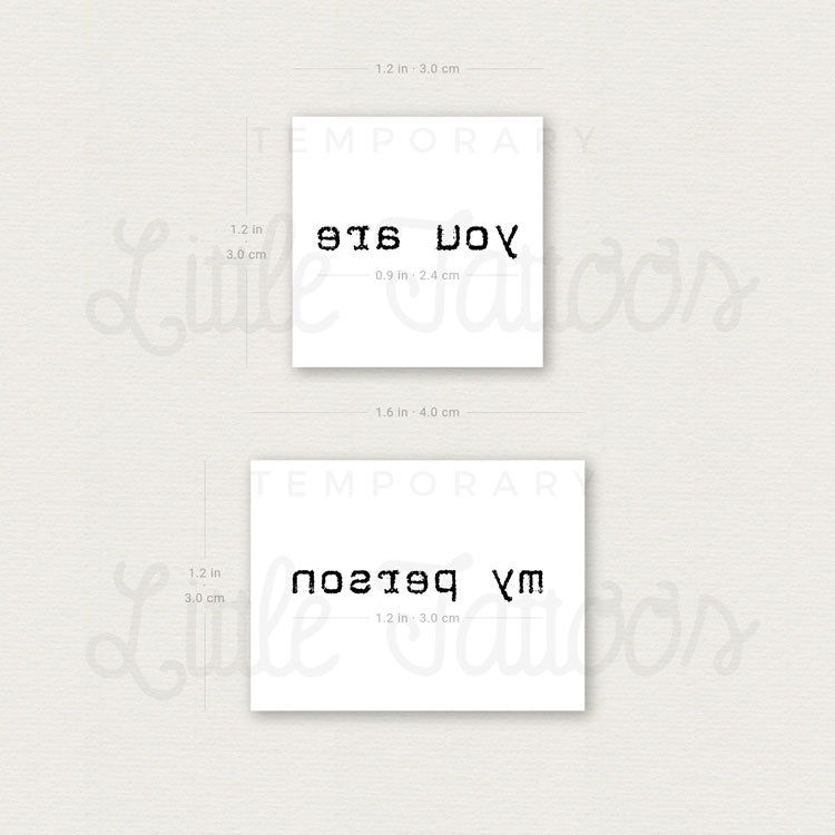 Matching You Are My Person Temporary Tattoos - Set of 3+3